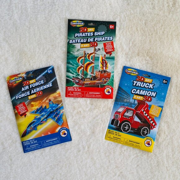 2/$18🌴 Kids 3D Art Bundle 3pk of Air Force Plane, Pirate Ship & Dump Truck 6 yr+ - Picture 1 of 10